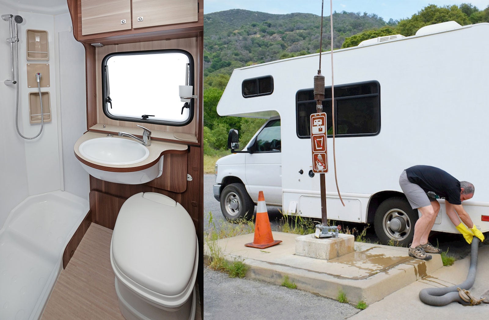 Portable RV/camper toilet and holding tank setup in Albany, New York