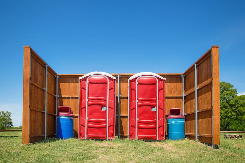 Short-term porta potty units staged for delivery in Albany, New York