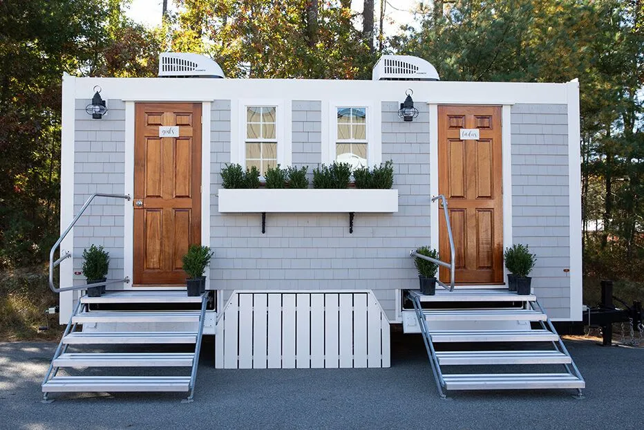 Wedding restroom units discretely staged at a venue in Albany, New York
